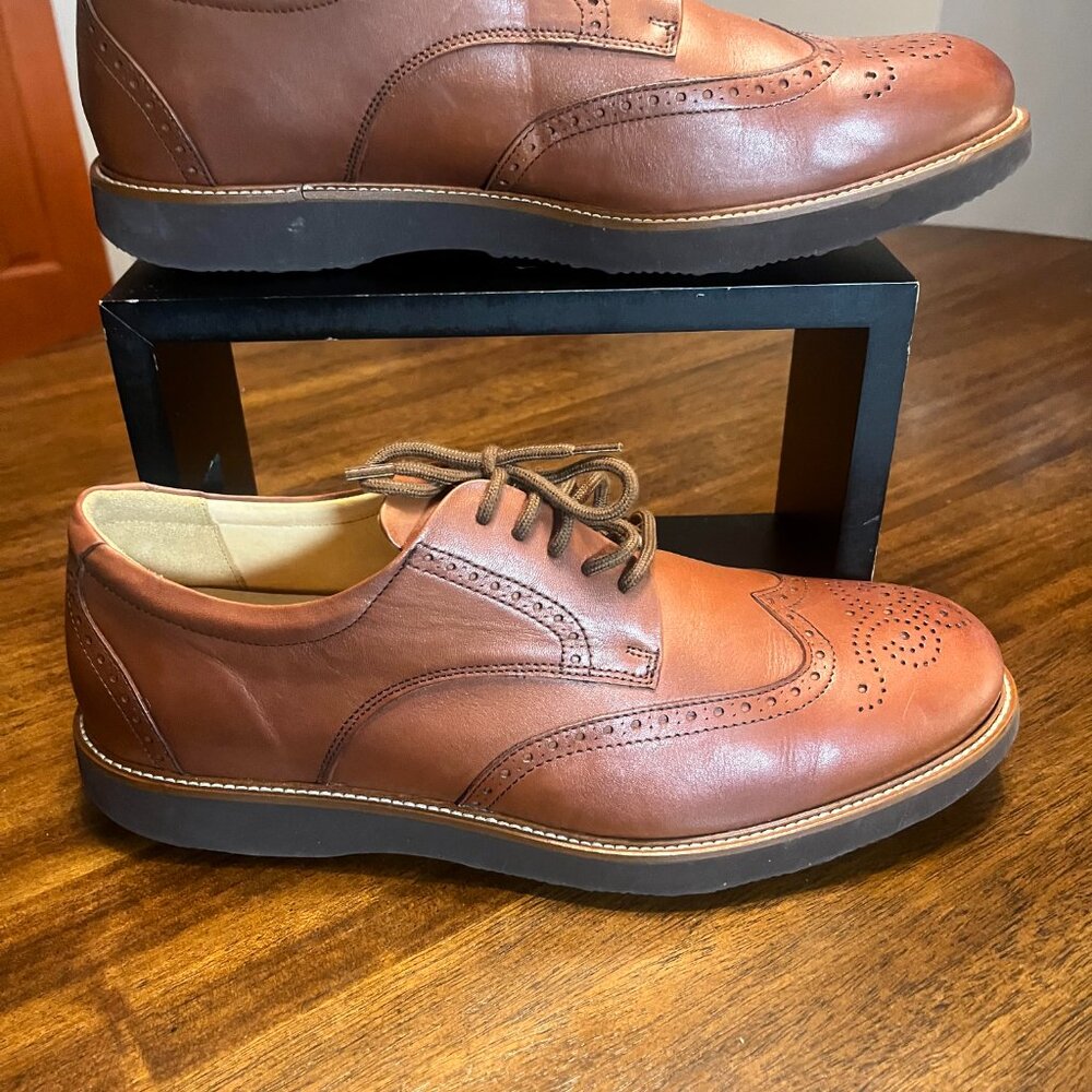 Samuel Hubbard Men's Brown Leather Tipping Point Wingtip Oxfords Size 12 - Picture 2 of 8